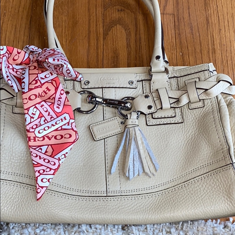 Coach leather purse with silk scarf
